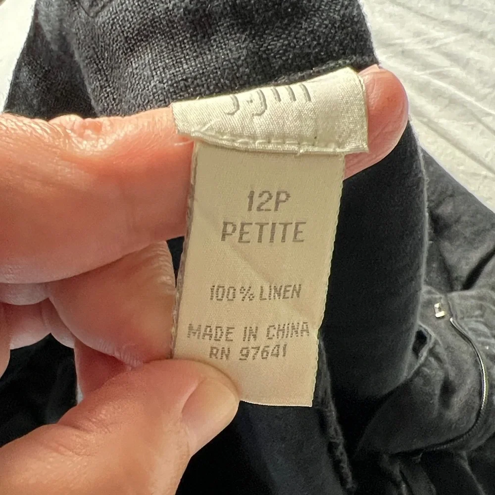 J. Jill Black 100% Linen Crop Trousers Sz 12P - Picture 9 of 9